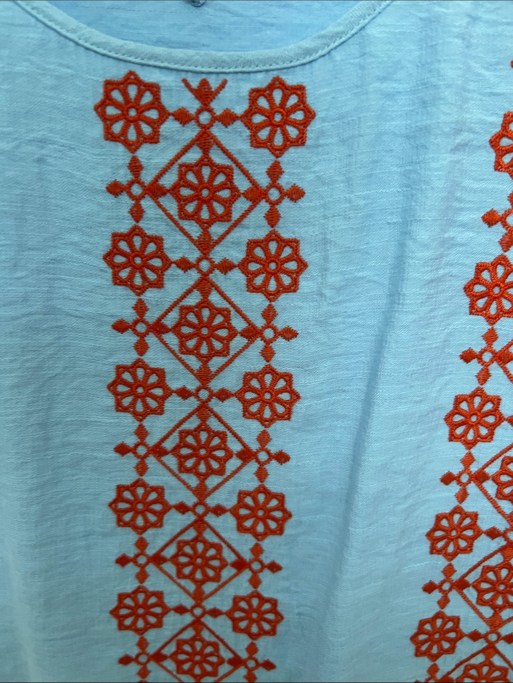 THML Light Blue Embroidered Flutter Sleeve Blouse Size Large - Picture 4 of 9